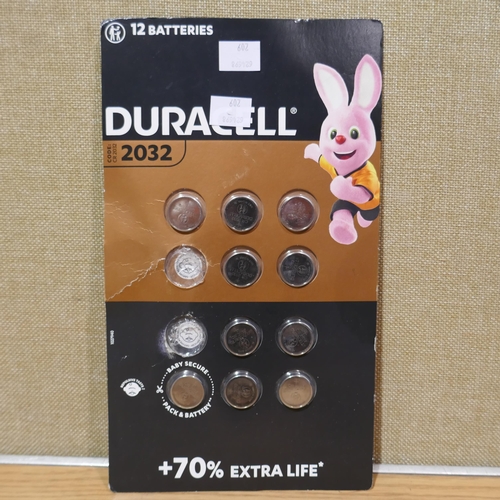 6114 - Duracell Plus 9V Batteries and Duracell 2032 Coin Lithium Batteries (Both Incomplete)  *This lot is ... 