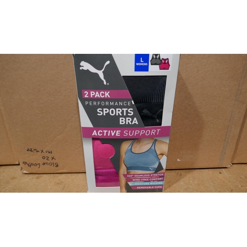 6164 - Puma Performance Sports bras active support x 24 packs, (2 in a pack) various colours and sizes  (L3... 