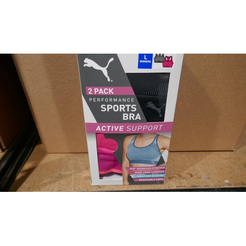 6166 - Puma Performance Sports bras active support x 24 packs, (2 in a pack) various colours and sizes  (L3... 