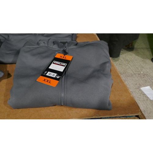 6172 - Kirkland mens hooded fleece jackets in grey x 7, size XXL with tags  (L335)  * This lot is subject t... 