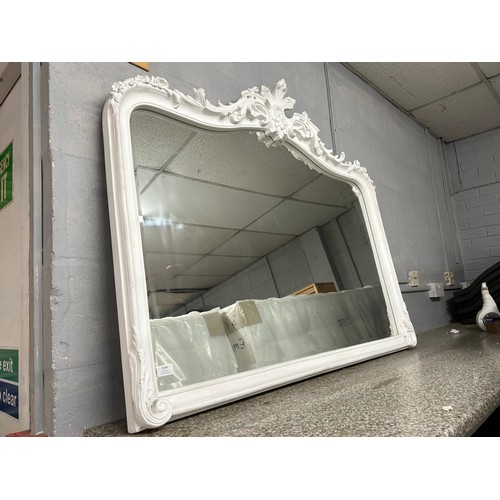 3164 - A large white painted overmantel mirror