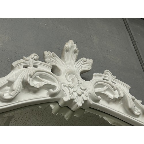 3164 - A large white painted overmantel mirror