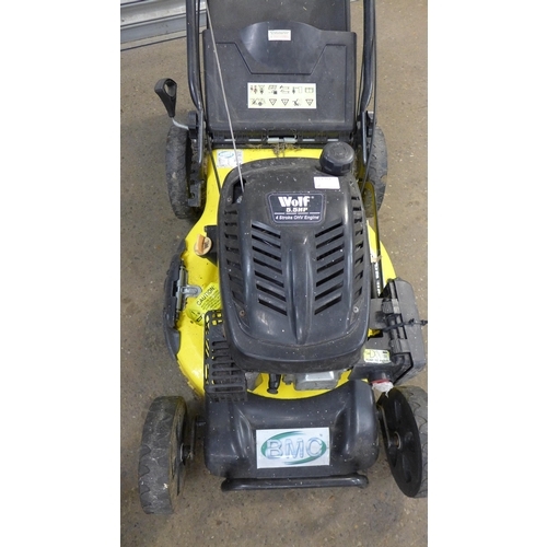 5193 - A wolf 5.5hp 4 stroke OHV petrol driven lawnmower with collection box