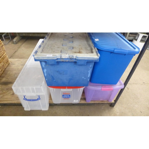 5278 - Five plastic storage boxes