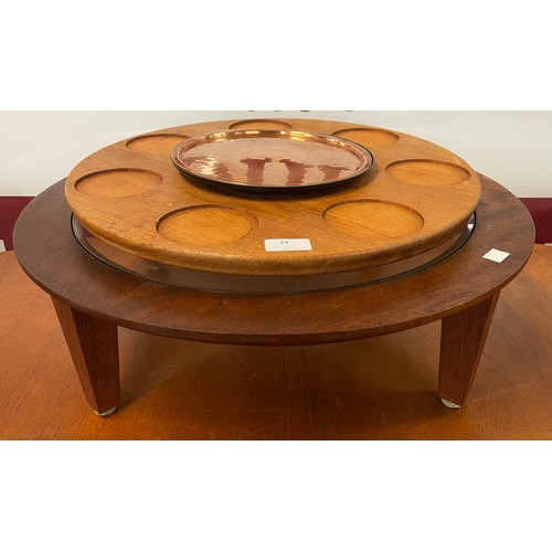 29 - A Danish teak and glass topped stand and a teak lazy Susan