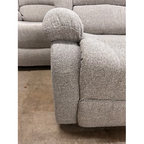 3001 - A Malaga static grey upholstered manual reclining three seater, two seater and armchair