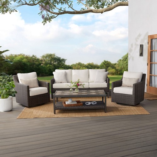 3040 - An Agio Ellery 4 piece Woven Deep Seating Set, (Marked Cushions) Original RRP £1666.66 + Vat (4213-1... 