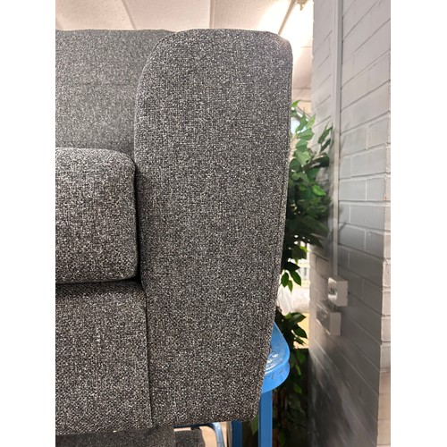 3061 - A dark static grey upholstered two seater sofa, missing feet