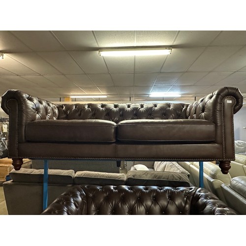 3064 - An Allington 3 Seater Brown Leather Sofa (Scuffs on the bottom corners)  Original RRP £1666.66 + Vat... 