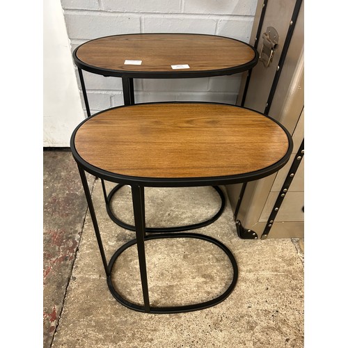 3075 - A set of two metal frame side tables