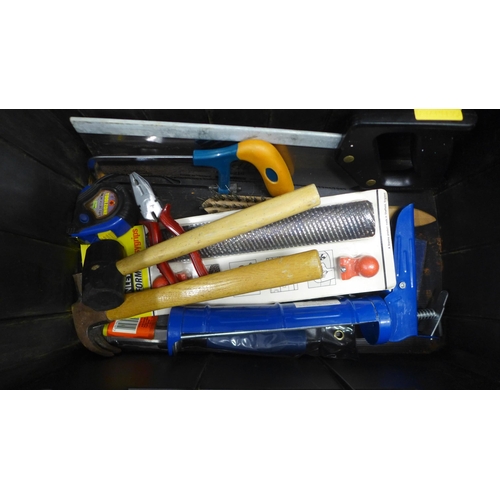 5037 - A Stanley Mobile Work Center toolbox containing assorted hand tools including screwdrivers, tape mea... 