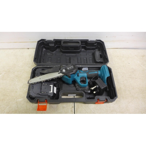 5047 - A Torq laser level kit in case and a mini cordless chainsaw