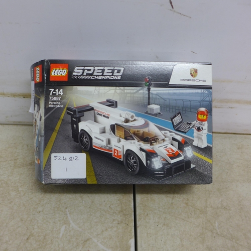 5095 - 3 Lego sets including Speed Champions Porsche 919 Hybrid (75887), Lego City train tracks (60205) - s... 