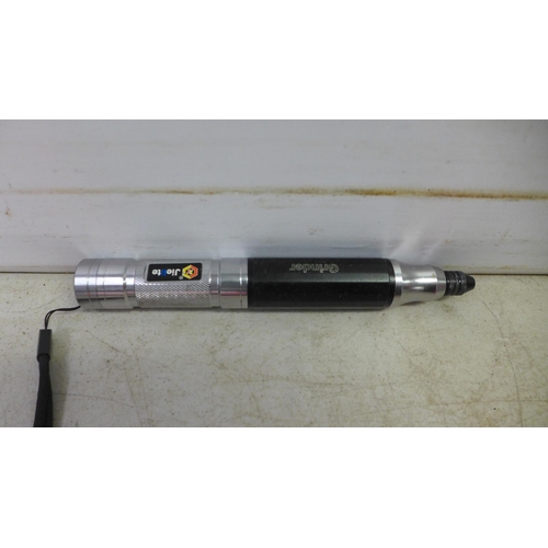 5106 - 2 high power stainless steel laser pointers with two 18650 batteries and a Jie-lite battery powered ... 