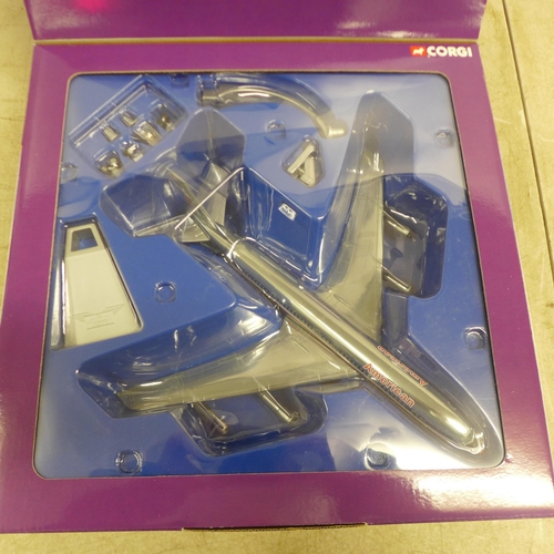 5118 - A Corgi 1:144 scale Boeing 707-323C American Airline 1979 die-cast model plane, boxed and two other ... 