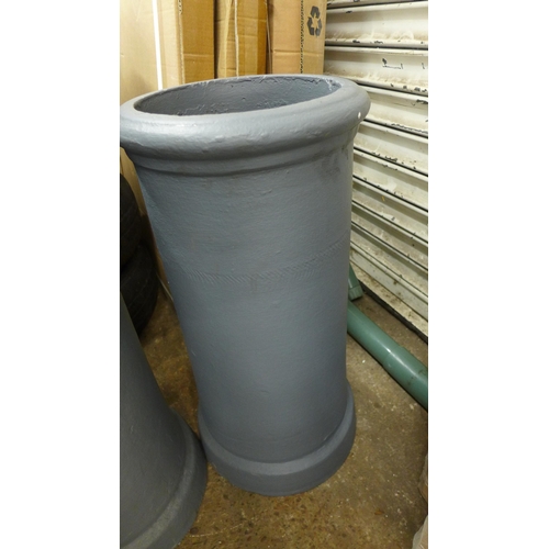 5207 - Two grey painted chimney pots