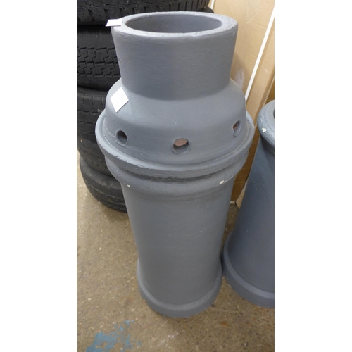 5207 - Two grey painted chimney pots