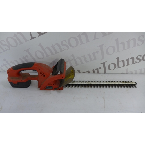 5214 - A quantity of electric garden tools including a Champion 18V hedge trimmer with battery, a Challenge... 