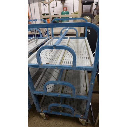 5263 - Two metal 3 tier trollies and a metal basket