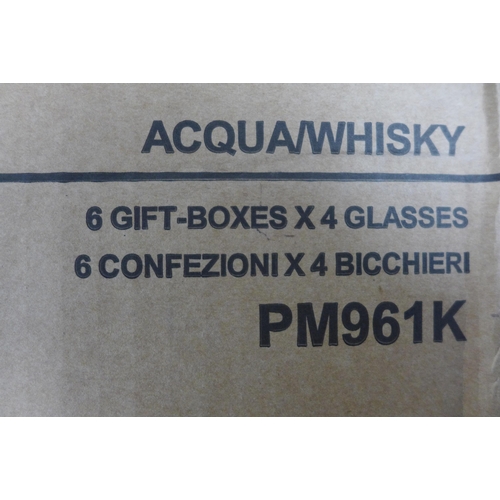 5320 - A box of 24 cut glass Luigi Bormioli whisky glasses