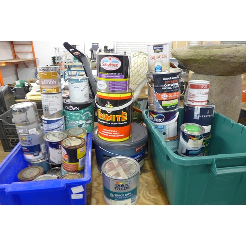 5352 - A large quantity of assorted tins of paint including Dulux Trade Paints, Crown Walls and Ceiling pai... 