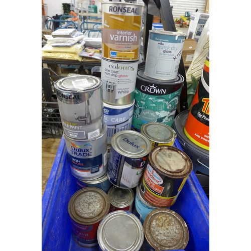 5352 - A large quantity of assorted tins of paint including Dulux Trade Paints, Crown Walls and Ceiling pai... 