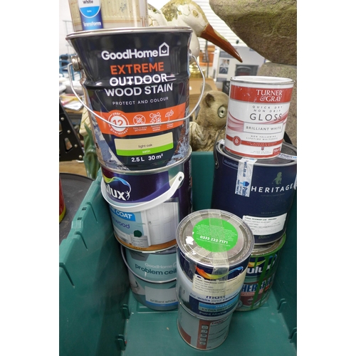 5352 - A large quantity of assorted tins of paint including Dulux Trade Paints, Crown Walls and Ceiling pai... 