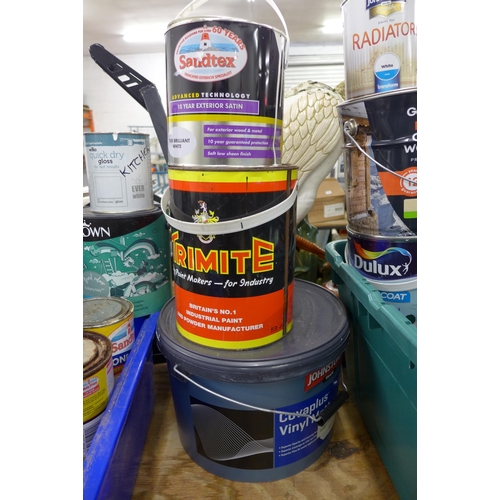 5352 - A large quantity of assorted tins of paint including Dulux Trade Paints, Crown Walls and Ceiling pai... 