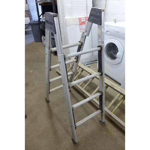 5184 - A wooden extension ladder and an Instep sectional A frame ladder