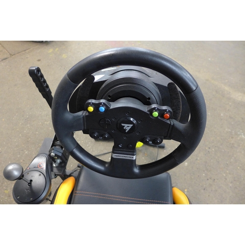 5204 - A Hoonigan Thrustmaster TMX racing game rig with ADX chair, steering wheel, T3PA pedals and TH8A sti... 