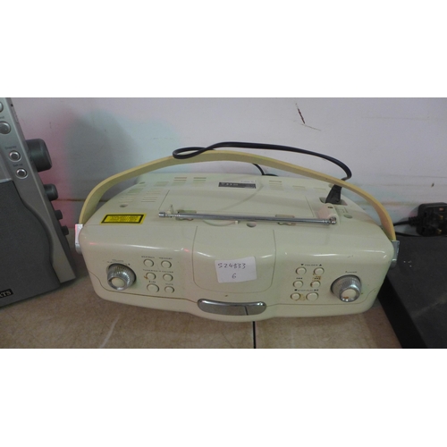 5130 - A quantity of stereos including Tevion alarm clock CD Am/FM radio, a Roberts RD-1 DAB/FM portable re... 