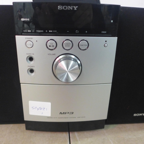 5131 - A Sony MP3 Micro hi-fi component system, C.M.T. EH15 and 2 speakers and remote