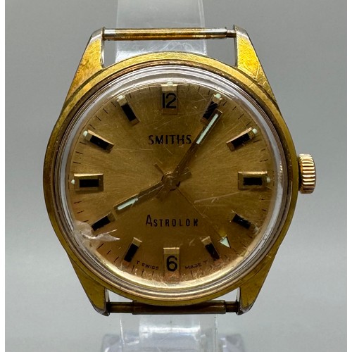 7286 - A rare Smiths Astrolon Agon gold plated manual wind wristwatch head, together with four others