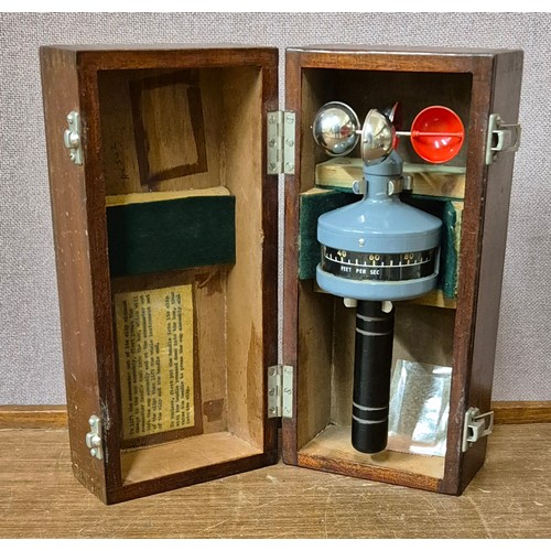 262 - A mahogany cased Kelvin Hughes hand held anemometer