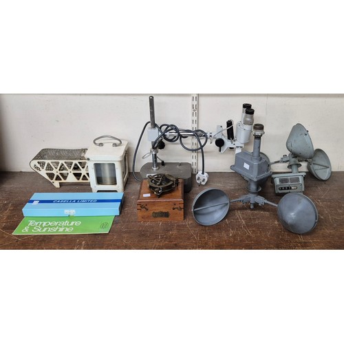 263 - Assorted scientific instruments, including a thermograph weather station, compass, etc.