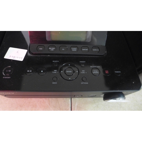 5141 - A Sony Giga Juke HDD audio system with 2 speakers with digital media dock