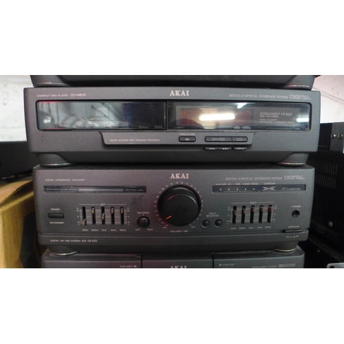 5145 - A quantity of Akai stereo equipment including an AP-M630 full automatic turntable record player, an ... 