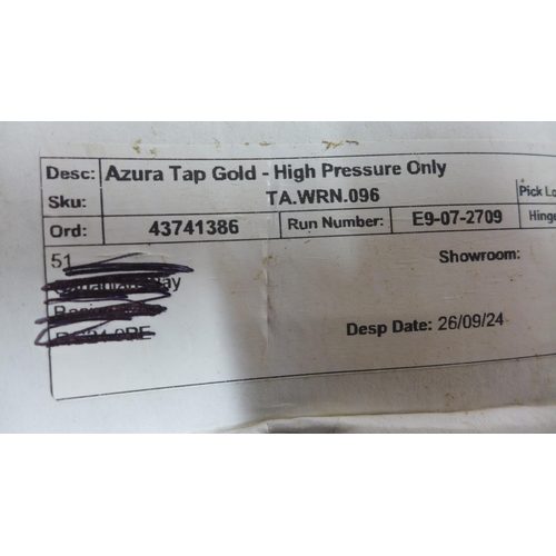 4041 - Azura Gold Effect Mixer Tap - High Pressure Only, Original RRP £215.84 + Vat (468-123), *This lot is... 