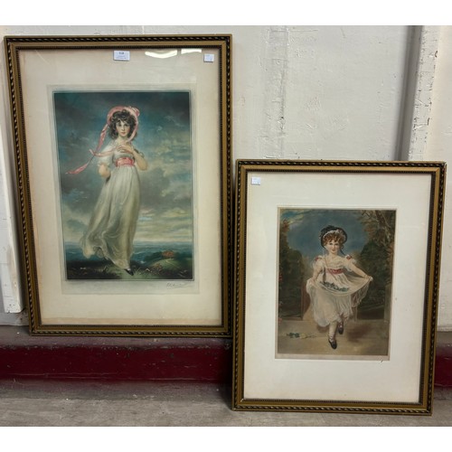 318 - After Sir Thomas Lawrence, two mezzotints, framed