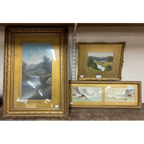 314 - Three English School watercolours, indistinctly signed, framed