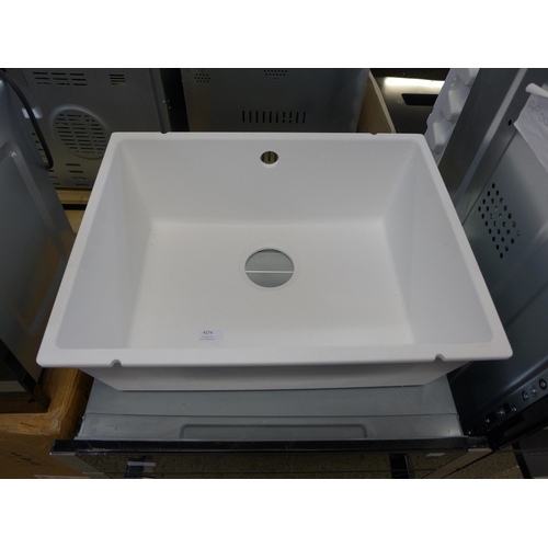 4174 - White Composite Square 1.0 Bowl Sink  (468-8), *This lot is subject to VAT