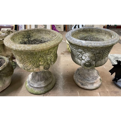 251 - A pair of large concrete campana shaped garden urns