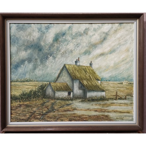 303 - * Gilbert, countryside cottage landscape, oil on canvas, framed