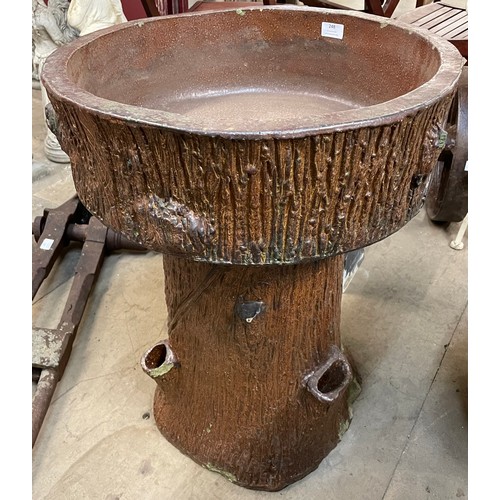 248 - A Victorian naturalistic salt glazed terracotta garden planter on stand