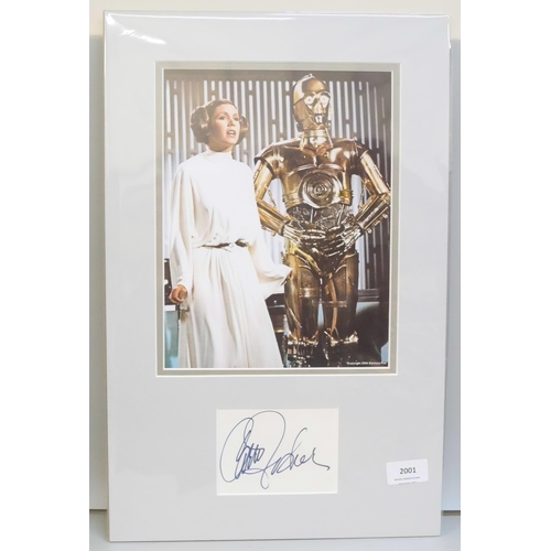 2001 - Star Wars, a Carrie Fisher signed display, signed in June 2000, no CoA