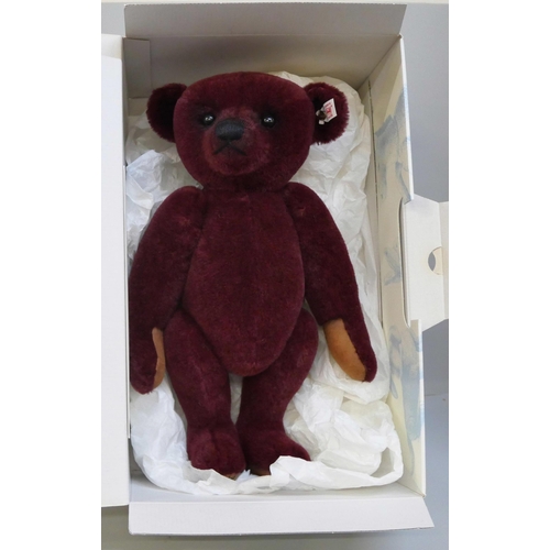 2007 - A Steiff limited edition burgundy 'Louis' Teddy bear, boxed, all paperwork, 37cm