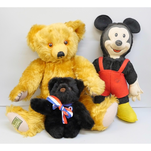 2008 - A vintage Merrythought Mickey Mouse, a Harrods by Merrythought Teddy bear, 0291/1,000 and one other ... 