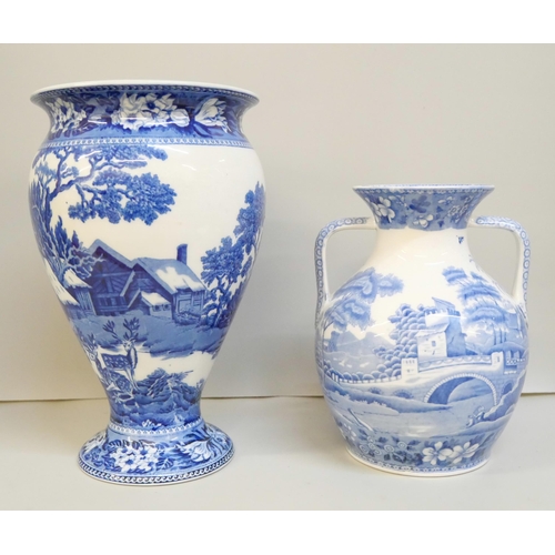 2009 - A Copeland Spode's Tower vase and a Wedgwood fallow deer vase, tallest 24cm