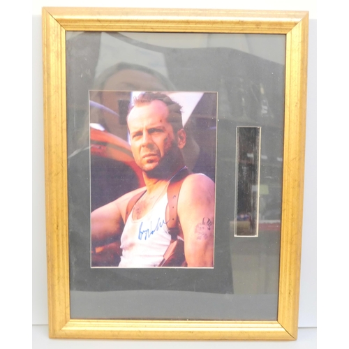 2018 - A Bruce Willis signed display, no CoA