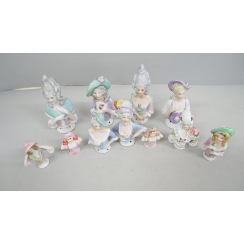 2045 - A collection of eleven half-dolls/pin cushion dolls, two a/f